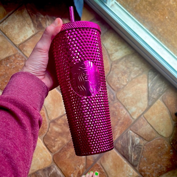 💝RARE! Sangria Starbucks Studded Magenta Metallic Chrome Pink Tumbler Xmas 2022 - Picture 3 of 4